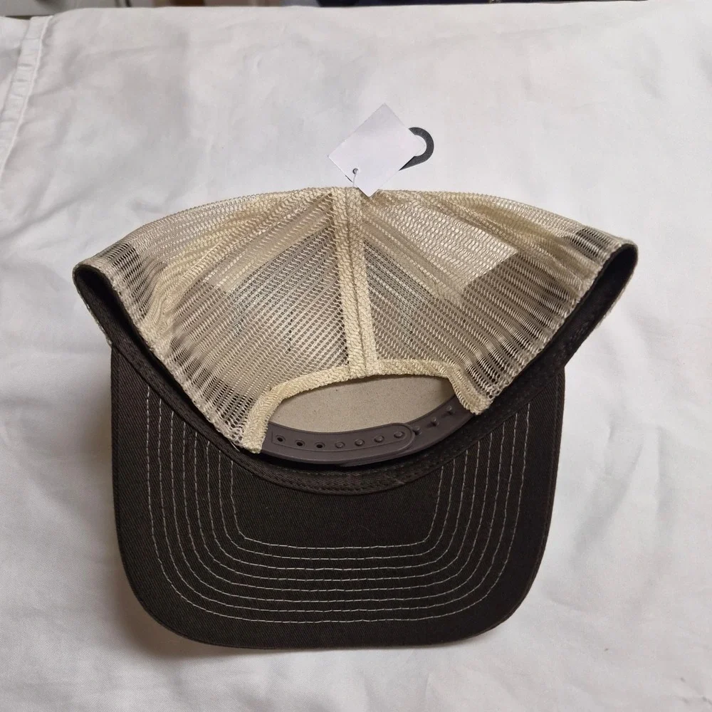 Outdoor Cap Mens Mountain Sunset Patch Trucker Hat Olive Green Brown Snapback